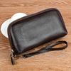 Cartera de piel de vaca de primera capa para mujer, estilo nuevo, larga, de cuero genuino, multifuncional, con cremallera simple, para teléfono móvil, 2019
