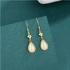 Aretes Naturales de Jade Hetian Estilo Chino, Broqueles de Plata de Ley 925, Cuentas Redondas de Jade Vintage, Aretes de Gota de Agua en Forma de Abanico, Joyería para Mujer
