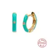 Brincos Redondos de Prata 925 com Pingente de Gota de Óleo Estilo Criativo Europeu e Americano Personalizados Diamante Tendência Brincos Drop Shipping