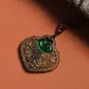Madera de Agar Natural Incrustada con un Colgante Ruyi de Paz, un Símbolo de Buena Fortuna y Prosperidad, Adorno Colgante Tallado a Mano para Llevar en el Cuello