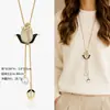 Cadena para Suéter de Collar Largo Geométrico, Accesorio de Lujo de Alta Gama, Versátil y de Moda, Colgante de Perla para Otoño e Invierno