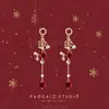 Pendientes de Bola de Pelo con Lazo Flocado Rojo de Año Nuevo Pendientes de Nicho de Gama Alta Pendientes de Nicho de Gama Alta para Boda de Año Nuevo