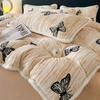 Conjunto de Cama de Inverno Quente de Quatro Peças em Veludo Leite Esculpido de Alta Qualidade, Lençóis Grossos com Forro de Lã e Lençóis de Elástico