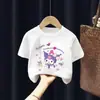Camisa Curta de Algodão Puro com Estampa de Desenho Animado para Meninas - Verão 2026 - Camiseta Curta Estampada Tendência para Bebês