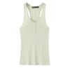 Amazon Wholesale 2025 Verano Chaleco Racer con Botones Cuello en U Escotado Sexy Corto de Algodón con Botones