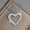 Collar de Corazón Hueco Más Vendido en Amazon Zirconia Cúbica de Diamante Completo Collar Versátil para Mujer