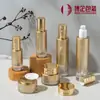 Conjunto de Garrafas de Vidro Redondas Lisas Modelo Novo em Estoque, Frasco com Tampa de Rosca para Loção e Essência, Material de Embalagem para Skincare, Pote para Creme com Fundo Espesso