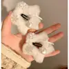 Atmósfera Invernal Copo de Nieve Blanco Puro Estrella de Cinco Puntas Peluche Pinza para el Cabello Linda y Dulce Pinza Lateral Pinza para el Flequillo para Mujeres