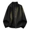 Jaqueta bomber acolchoada estilo americano cinza claro com gola alta para homens, jaqueta de beisebol para primavera e outono, casaco de inverno estiloso para homens
