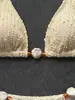 2026 Novo Estilo Europeu e Americano Padrão de Concha Biquíni Tomara-que-caia Sexy Triângulo com Amarração Roupa de Banho para Mulheres Férias na Praia