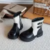 Botas de plataforma de moda para niñas, estilo francés y británico, con cremalleras laterales, nueva colección otoño 2026 para niños, elegantes botas estilo Martin