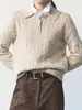 TW Pedido Suéter de Punto Cableado Lana Cachemira Cuello Polo para Mujer Otoño/Invierno 2026 Top