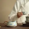 Jingdezhen Azul y Blanco Horno Ru Pie Abierto Mar de Té Taza de Feria Divisor de Té Juego de Té de Cerámica Juego de Té de Feria Retro Accesorios para Taza de Feria
