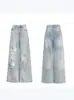 Jeans anchos rotos para mujer, nuevo estilo verano 2026, de tiro alto, fluidos, holgados, versátiles, pantalones rectos desgastados de moda