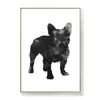 Pintura em tela de bulldog francês preto animal simples nórdico moderno pôster de impressão pintura decorativa para quarto de criança núcleo