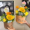 Día del MaestroBolso Vintage de Piel de Vaca Ramo de Girasoles Bolso Impermeable Suministros Florales DIY Al Por Mayor