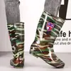 Botas de lluvia impermeables para hombre, de caña alta, forradas de polar, puntera corta, hasta la pantorrilla, adecuadas para usar en la cocina, para pescar y como zapatos de goma antideslizantes