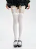 Liguero Cruzado Blanco Y2K Gótico Chica Picante Medias de Red Calcetines Altos Sexy Adelgazantes para Muslo