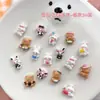 Accesorios Rosados de Conejito de Dibujos Animados para Uñas Mezclados Lindo Lindo Pequeño Oso Marrón Resina DIY Accesorios de Diamantes para Uñas Portátiles