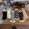Zapatos y calcetines para niñas, calcetines de encaje a cuadros con volantes estilo coreano, calentadores de piernas de tubo largo color café retro para otoño e invierno, versátiles