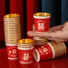 Vaso de Papel Desechable para Boda Engrosado Vaso de Boda Pequeño 50ml Banquete de Boda Copa para Brindar con Lámina Dorada Roja para Boda