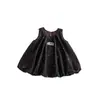 Vestido acolchado de lunares para niña, vestido chaleco grueso de invierno con lazo para bebé niña, vestido de invierno para niños, zdq6530