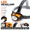 Linterna de Cabeza de Plástico LED con Batería Luz de Trabajo Cob para Pesca y Uso al Aire Libre (No Recargable) Luz Portátil Ultra Brillante para Pesca Nocturna