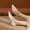 807-5 Zapatos de Salón Pequeños Chanel con Punta de Perla Nuevos Super Moda Personalidad Zapatos de Salón con Tacón Medio de Punta Calzado para Mujer