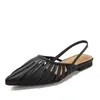 Sandalias de Punta Caladas Nuevo Vintage Rayadas de Punta con Tira Trasera Planas Verano Zapatos Romanos H3308-8
