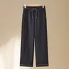 Jeans mom rectos elegantes de alta gama, nuevo estilo otoño/invierno para mujeres mayores de 50 años, pantalones para mujeres de mediana edad y ancianas, imitación de mezclilla, versión estrecha, pantalones de pierna ancha para mujer