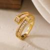 Aogu Lujo Accesible Europeo y Americano Anillo de Alta Gama Nicho Exquisito Cobre Chapado en Oro de 18K Zircón Geométrico Anillo Abierto Nuevo
