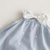 Vestido de Bebê Menina Verão Novo Estilo com Laço Grande Macacão Estilo Preppy Doce Gola Saia