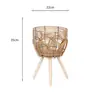 Vasos de Flores de Rattan Estilo Nórdico para Varandas Internas e Salas de Estar, Suportes de Chão de Madeira Trançados Feitos à Mão para Plantas