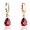 Brincos femininos estilo ins europeu e americano, banhados a cobre 18K, cor gota, zircônia austríaca, joia de brinco, par