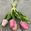 Buquê de Tulipas Artificiais com 7 Hastes de Borracha Macia, Arranjo de Flores Artificiais para Sala de Estar, Mesa de Jantar, Hall de Entrada e Decoração de Mesa