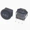 Interruptor basculante KCD1-204-3P de tres patas, tres engranajes, orificio de 15 MM, interruptor de encendido para lámpara de mesa, Negro