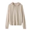 Sudadera con capucha de cachemira para mujer estilo coreano color claro con múltiples botones, jersey holgado adelgazante para ir al trabajo, nuevo para principios de otoño, sudadera con capucha de punto