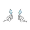 Aretes Originales Gruesos Chapados en Oro con Zirconia Azul Cola de Pez, Aretes de Diseño Nicho, Estilo Dulce Fresco de Lujo Ligero, Accesorios para Orejas de Plata de Ley 925