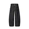 Maoqiaoyi Modernos Jeans Negros de Bolsillo con Diseño de Mezclilla Cruda Estilo Americano Pantalones de Pierna Ancha para Hombre Pantalones Curvos 5069