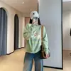 Sudadera de algodón tipo rizo, estilo coreano, reductora de edad, alta calidad, con estampado de cachorro pintado a mano, cuello redondo, estilo corto, nueva colección de otoño para mujer G0908W