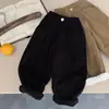 Pantalones para Niños Otoño e Invierno 2025 Niños de Pana Forrados de Polar Engrosados Casuales Pantalones Rectos para Bebés Niños