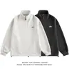 Sudadera Pesada Oversize Bordada con Cuello Alto y Media Cremallera Marca Trendy Americana para Jóvenes Holgada Casual Deportiva
