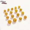 Cuentas de transferencia de filigrana hueca de oro de 18 quilates estilo chino con agujeros pasantes, cuentas espaciadoras de oro antiguas para accesorios de pulsera DIY