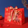 Bolsa de Presente Festival da Primavera Ano Novo Bolsa de Papel Vermelho China Bolsa de Presente Ano do Carneiro Bolsa Festiva Vermelha Bolsa de Mão Bolsa de Lembrança