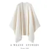 Cardigã de malha de cashmere jacquard vazado, estilo echarpe, caimento solto e relaxado, comprimento médio, outono/inverno, peça externa plus size
