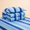Funda de edredón a cuadros azul y blanco para estudiante, 100% algodón, juego de tres piezas para cama de dormitorio, funda de edredón individual para estudiante, pieza única, cama individual, ropa de cama para hombre