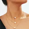 Moda Europea y Americana Cadena Sencilla con Perlas Empalmadas Collar Doble Capa para Mujer Estilo Apilado Collar de Aleación Joyería
