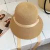 Chapéu de Palha Estilo Pescador com Cadarço, Estilo Hepburn Francês para Mulheres, Chapéu de Sol para Viagem de Verão, Chapéu de Sol para Férias na Praia