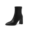 Botines Elásticos Super Elásticos para Mujer Adelgazantes Tacón Alto Grueso Tobillo Otoño Invierno Nueva Llegada Punta Puntiaguda Cremallera Trasera Estilo Coreano Botines Elásticos para Tobillo Mujer 42