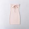 Top Tubo Ajustado que Revela el Busto con Cordones Falda que Cubre la Cadera para Mujer 25 Verano Nuevo Estilo Femenino Estilo Sexy Color Puro Cuello de Una Sola Línea Vestido Interior